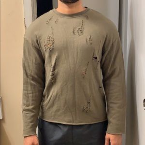 Asos olive green distressed long sleeve